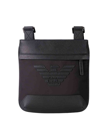Shop EMPORIO ARMANI  Shoulder Bag: Emporio Armani flat shoulder bag in regenerated saffiano and ASV recycled nylon.
The internal material is made of 100% regenerated leather fibres.
Made in China.
Dimensions: 23.5 x 23.5 x 4 cm
Regenerated Saffiano.
Recycled nylon.
Zip closure.
Maxi eagle.
Contrasting profiles.
Adjustable shoulder strap.
Composition 100% Polyurethane.. Y4M185 Y216J -81073